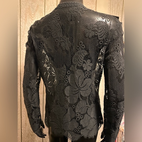 Black Lacey Eyelet Zip-up Top - Picture 4 of 4